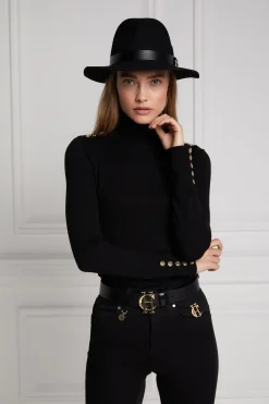 Buttoned Knit Roll Neck