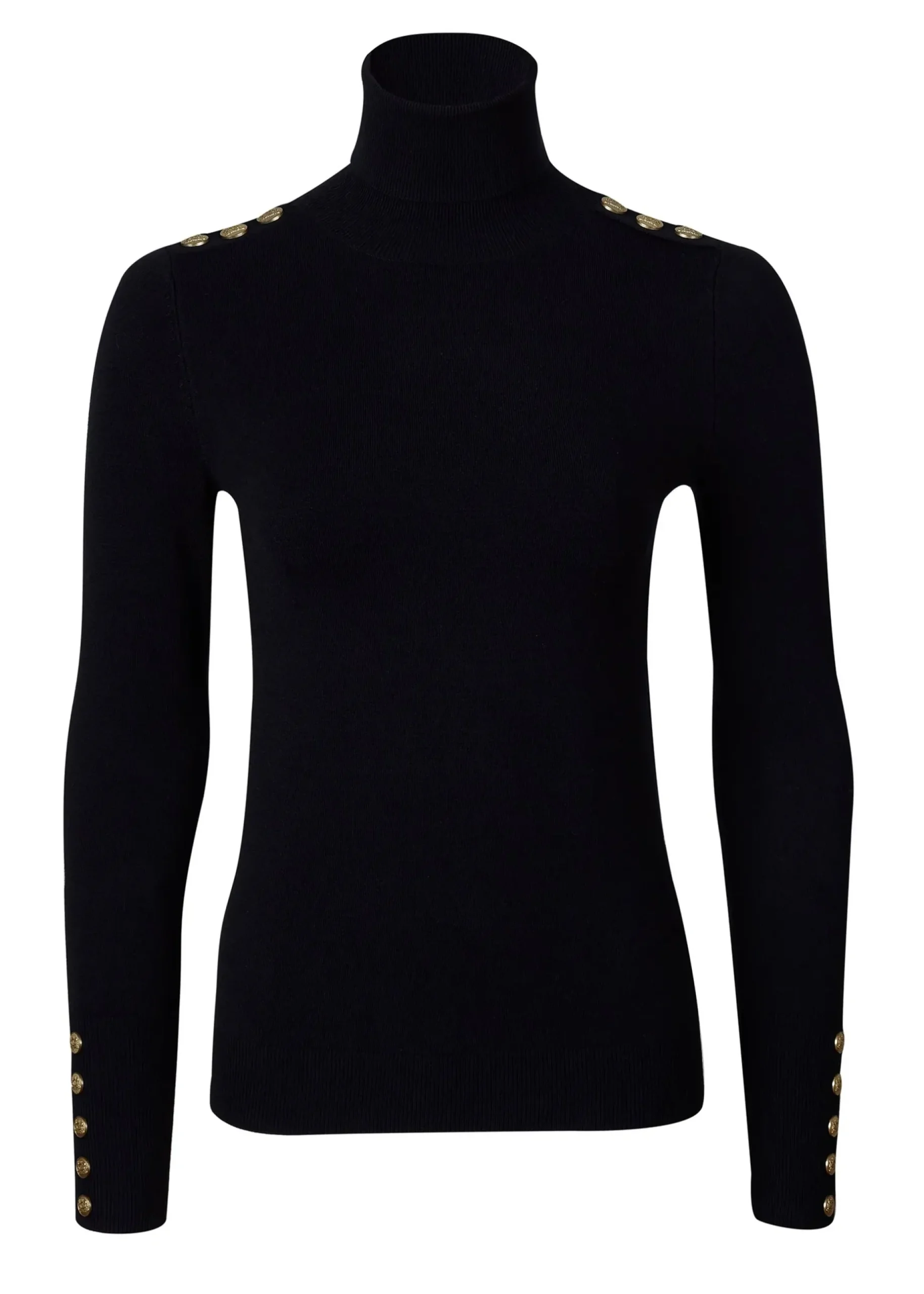 Buttoned Knit Roll Neck