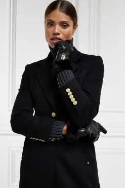 Cashmere Lined Faux Trim Leather Gloves